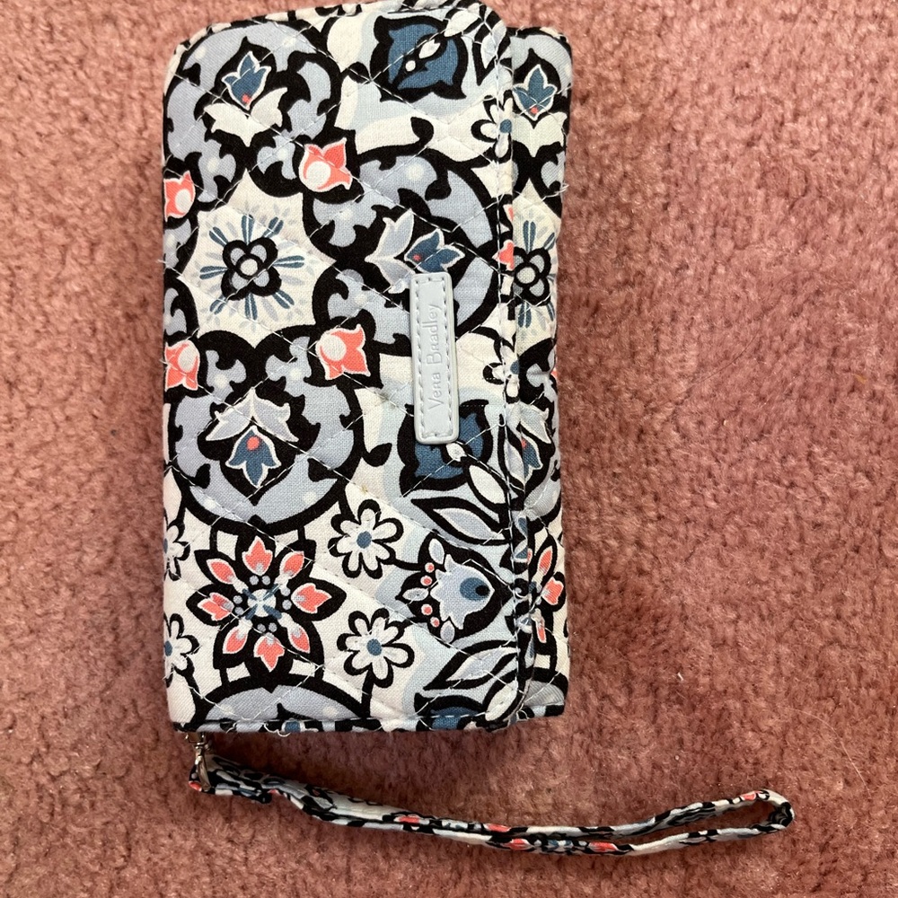 Vera Bradley Black and Blue Patterned Wristlet